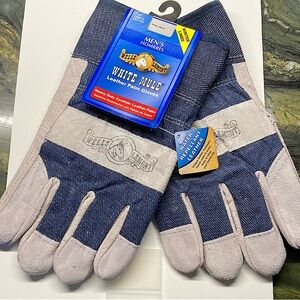 Wells Lamont Leather Work Gloves White Mule Fleece Lined New